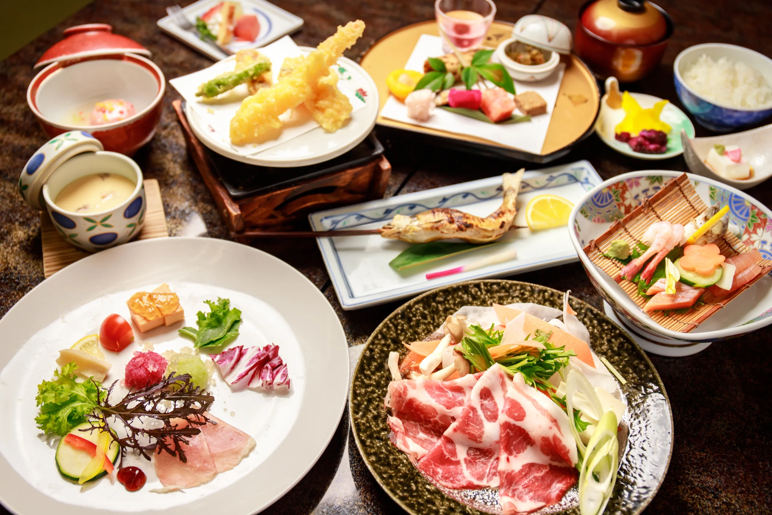 【個室食】九州和牛や耳納豚を味わう、ボリューム満点の地産会席